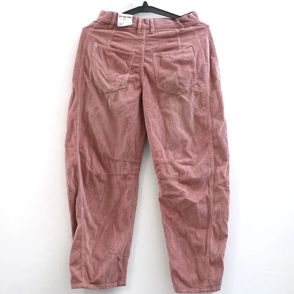 Free People We The Free Good Luck Mid-Rise Cord Barrel Jeans Pants XS-25 281941